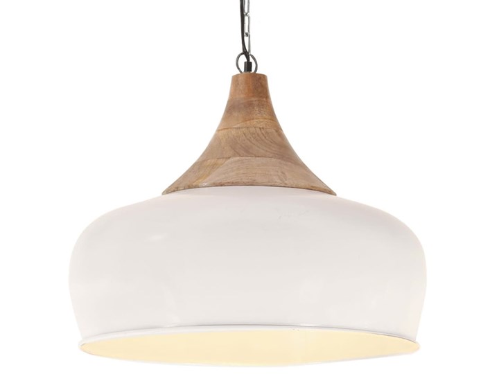 vidaXL Industrialna lampa wisząca, białe żelazo i drewno, 45 cm, E27 Stal Lampa z kloszem Styl Industrialny Metal Pomieszczenie Kuchnia