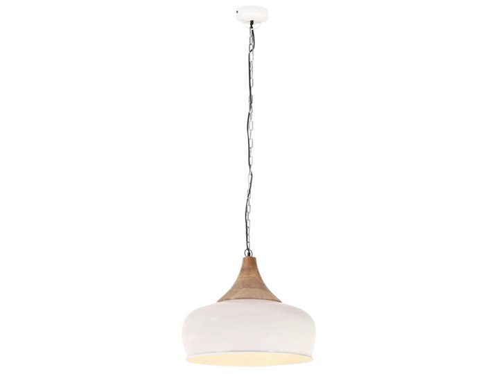 vidaXL Industrialna lampa wisząca, białe żelazo i drewno, 45 cm, E27 Lampa z kloszem Metal Kolor Biały Stal Styl Industrialny