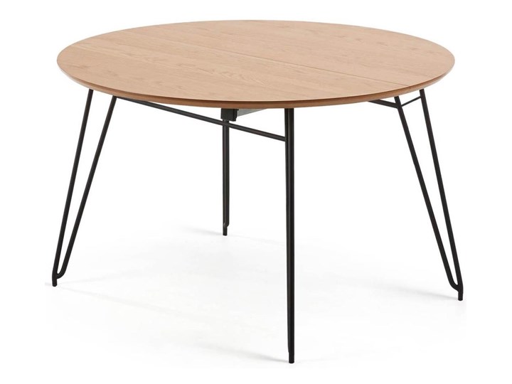 Stół rozkładany okrągły Novac jasnobrązowy  Ø 120 (200) cm Kolor Beżowy Metal Drewno Długość(n) 120 cm