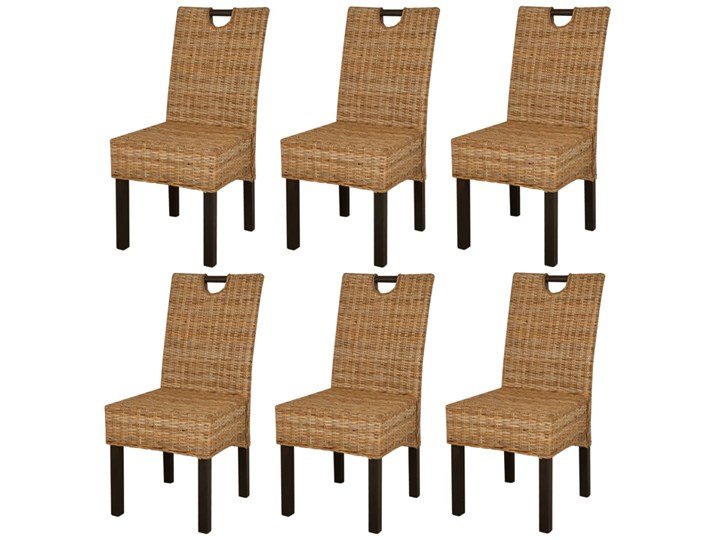 vidaXL Krzesła do jadalni, 6 szt., rattan Kubu i drewno mango Głębokość 57 cm Głębokość 46 cm Pomieszczenie Jadalnia Wysokość 96 cm Szerokość 46 cm Kategoria Krzesła kuchenne