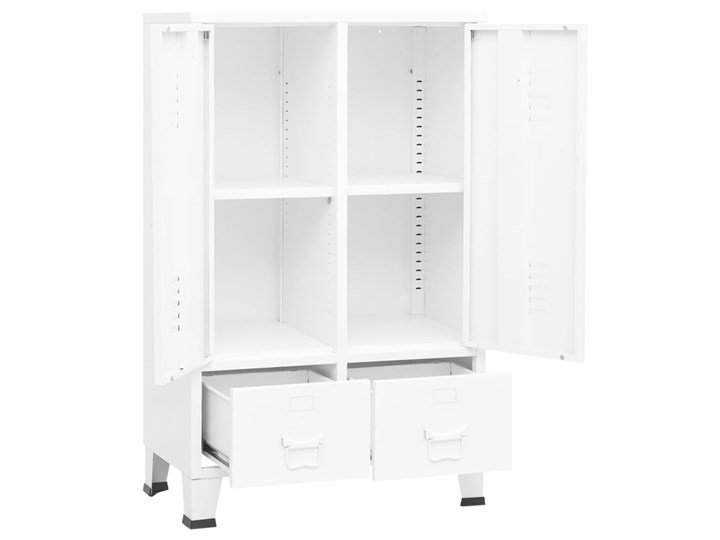 vidaXL Szafa w stylu industrialnym, biała, 67x35x107 cm, stal Metal Głębokość 35 cm Szerokość 67 cm Kolor Biały Kategoria Szafy do garderoby