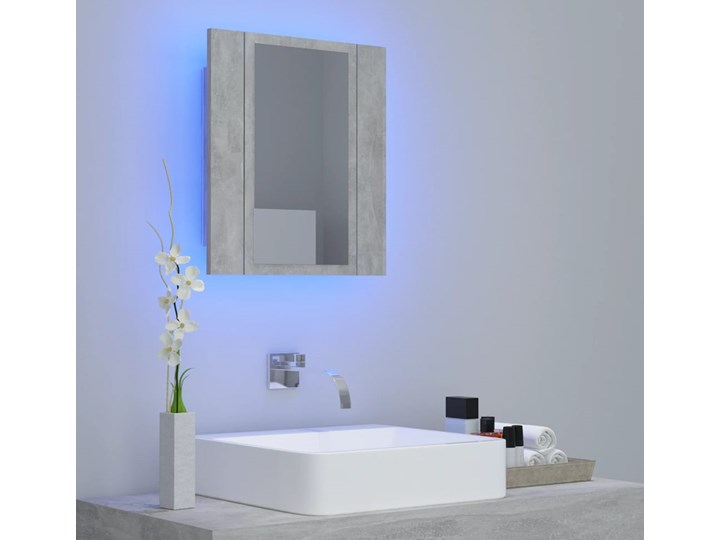 vidaXL Szafka łazienkowa z lustrem i LED, szarość betonu, 40x12x45 cm Szafki Kategoria Szafki stojące Płyta MDF Płyta stolarska Kolor Szary
