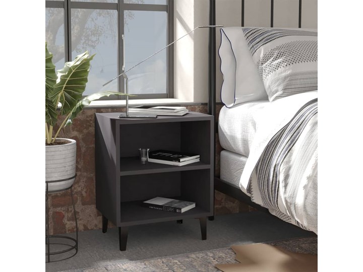 vidaXL 2 szafki nocne z metalowymi nóżkami, szare, 40x30x50 cm Płyta meblowa Płyta laminowana Płyta MDF Głębokość 30 cm Szerokość 40 cm Pomieszczenie Sypialnia