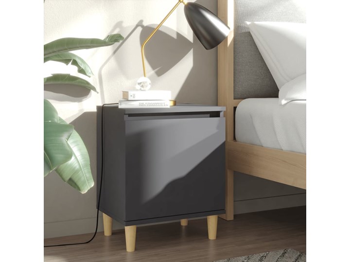 vidaXL 2 szafki nocne z drewnianymi nóżkami, szare, 40x30x50 cm Drewno Styl Skandynawski Uniwersalne Głębokość 30 cm Płyta laminowana Szerokość 40 cm Płyta meblowa Płyta MDF Pomieszczenie Sypialnia