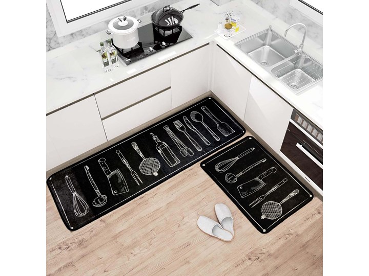 Dywan do Kuchni Kitchen 2 Czarny-Szary
