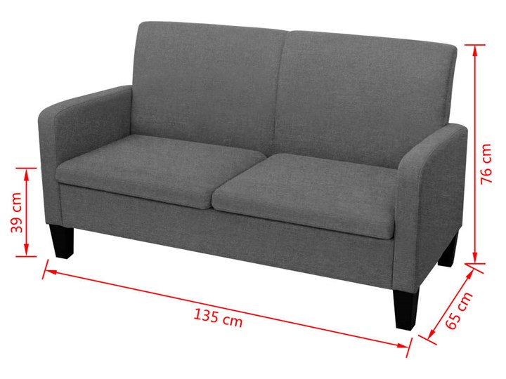 vidaXL Kanapa 2-osobowa, ciemnoszara, 135x65x76 cm