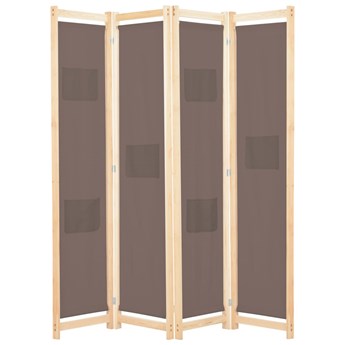 vidaXL Parawan 4-panelowy, brązowy, 160x170x4 cm, tkanina