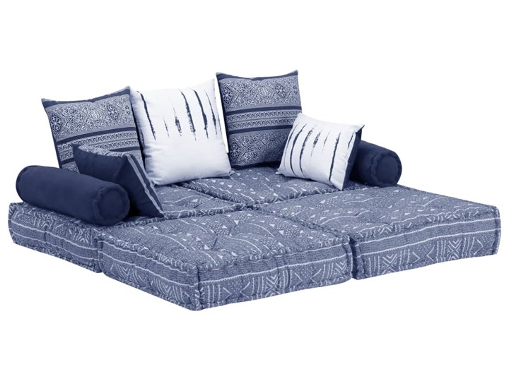 vidaXL Puf modułowy, 2-osobowy, indygo, tkanina Głębokość 140 cm Głębokość 70 cm Szerokość 140 cm Modułowe Wielkość Dwuosobowa