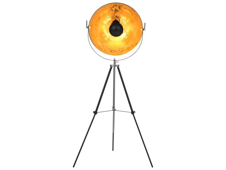 vidaXL Lampa stojąca, E27, czarno-złota, 51 cm Lampa z kloszem Metal Lampa z regulacją wysokości Lampa do czytania Funkcje Lampa do czytania