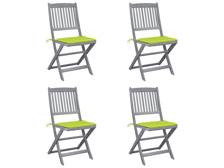 vidaXL Składane krzesła ogrodowe, 4 szt., poduszki, drewno akacjowe Krzesło składane Tworzywo sztuczne Styl Nowoczesny
