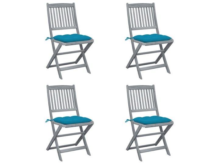 vidaXL Składane krzesła ogrodowe, 4 szt., poduszki, drewno akacjowe Krzesło składane Tworzywo sztuczne Kolor Szary