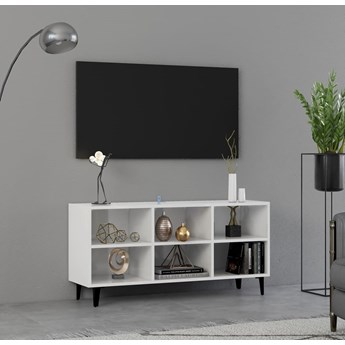 vidaXL Szafka TV, metalowe nóżki, biała, wysoki połysk, 103,5x30x50 cm