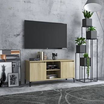 vidaXL Szafka TV, metalowe nóżki, dąb sonoma, 103,5x35x50 cm