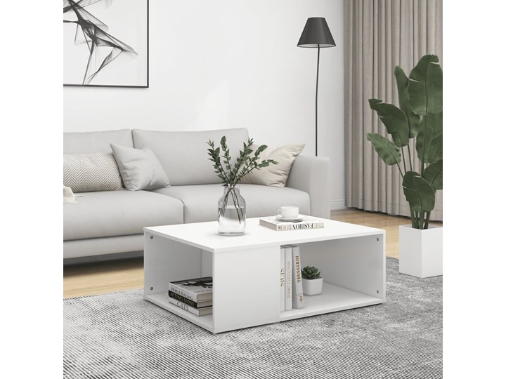 vidaXL Stolik kawowy, biały, 90x67x33 cm, płyta wiórowa Długość 90 cm Szerokość 67 cm Styl Nowoczesny Funkcje Z półkami