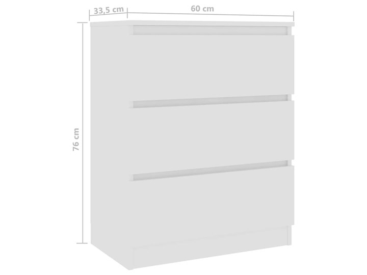 vidaXL Komoda, biała, 60x33,5x76 cm, płyta wiórowa Z szufladami Płyta MDF Szerokość 105 cm Kolor Biały Kategoria Komody
