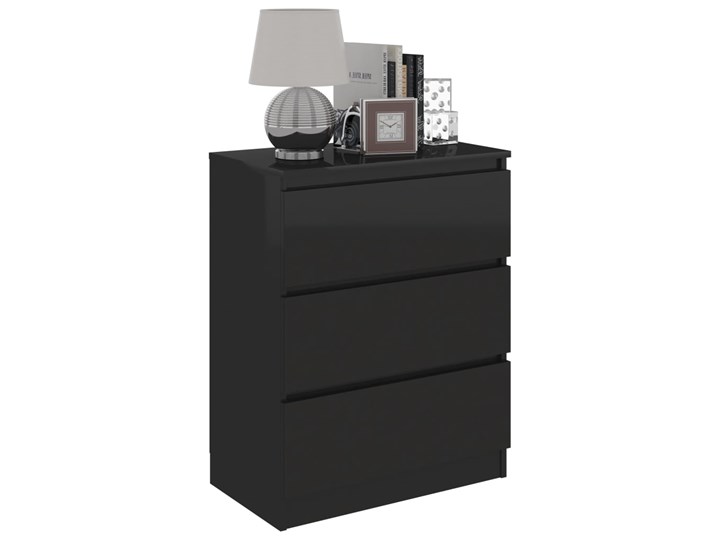 vidaXL Komoda, czarna na wysoki połysk, 60 x 33,5 x 76 cm, płyta wiórowa Płyta MDF Styl Minimalistyczny Z szufladami Szerokość 105 cm Kategoria Komody
