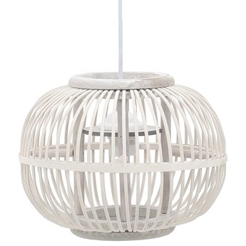 vidaXL Lampa wisząca, biała, wiklinowa, 40 W, 30x22 cm, kulista, E27