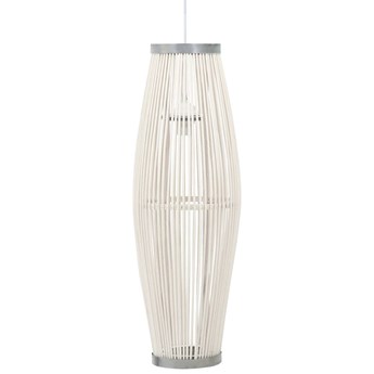 vidaXL Lampa wisząca, biała, wiklinowa, 40 W, 25x62 cm, owalna, E27