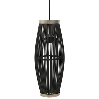vidaXL Lampa wisząca, czarna, wiklinowa, 40 W, 25x62 cm, owalna, E27