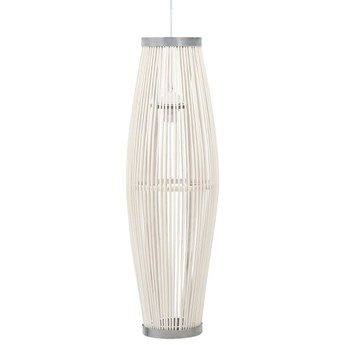 vidaXL Lampa wisząca, biała, wiklinowa, 40 W, 27x68 cm, owalna, E27