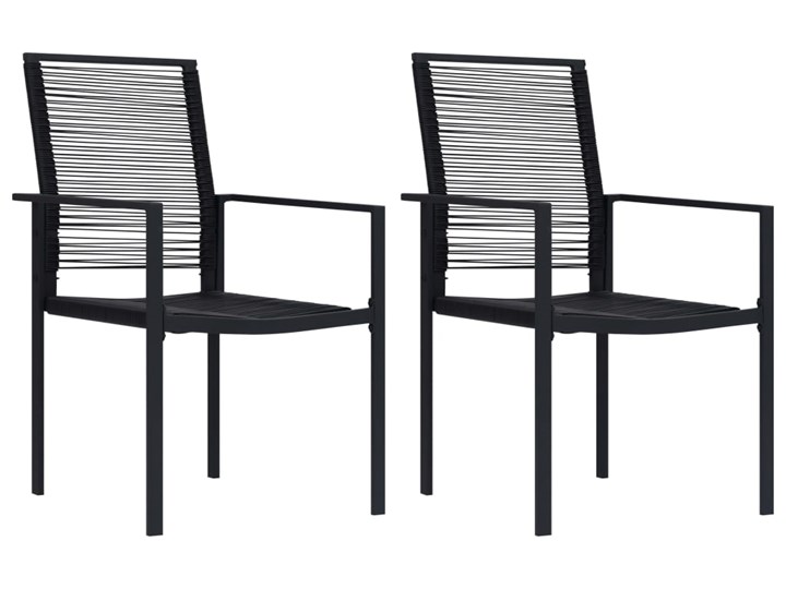 vidaXL Krzesła ogrodowe, 2 szt., rattan PVC, czarne Drewno Metal Krzesło z podłokietnikami Kolor Czarny Styl Nowoczesny