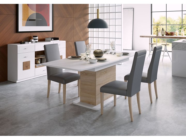 Stół Star 03 140(210)X85 Dąb Sonoma / Biały Mat Drewno Długość(n) 140 cm