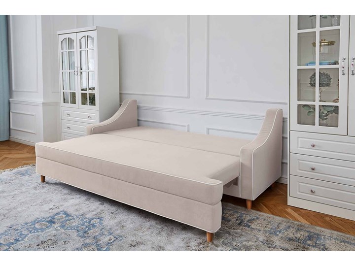 Sofa 3-osobowa rozkładana beżowa Notting Hill klasyczna Szerokość 225 cm Powierzchnia spania 154x200 cm Kolor Beżowy