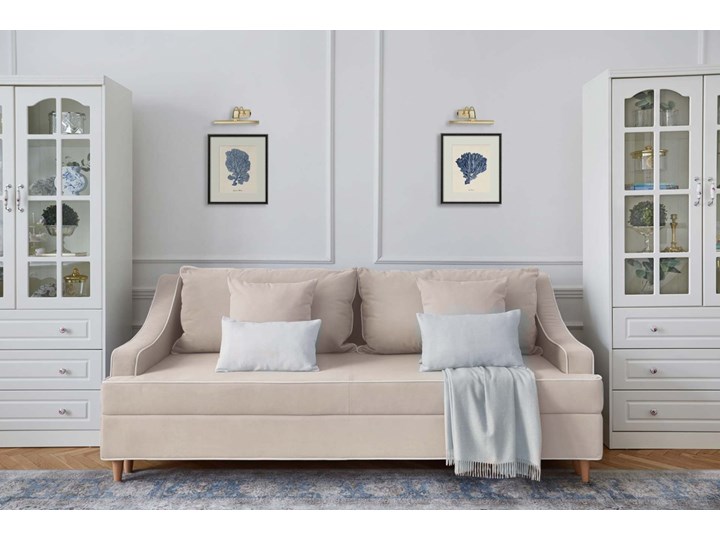 Sofa 3-osobowa rozkładana beżowa Notting Hill klasyczna Szerokość 225 cm Wielkość Trzyosobowa Typ Gładkie