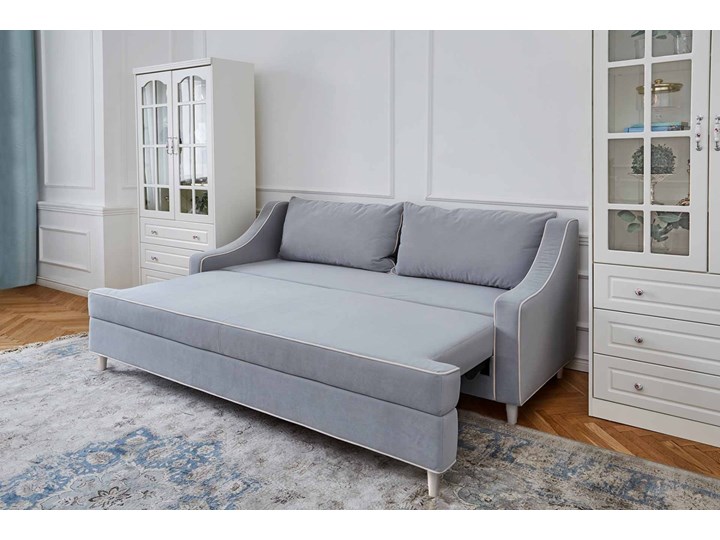 Sofa 3-osobowa rozkładana błękitna Notting Hill klasyczna Materiał obicia Tkanina Szerokość 225 cm Pomieszczenie Salon
