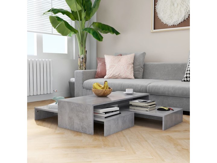 vidaXL Zestaw stolików kawowych wsuwanych, szary, 100x100x26,5 cm Wysokość 45 cm Beton Kategoria Stoliki i ławy Szerokość 100 cm Długość 100 cm Funkcje Z szufladami