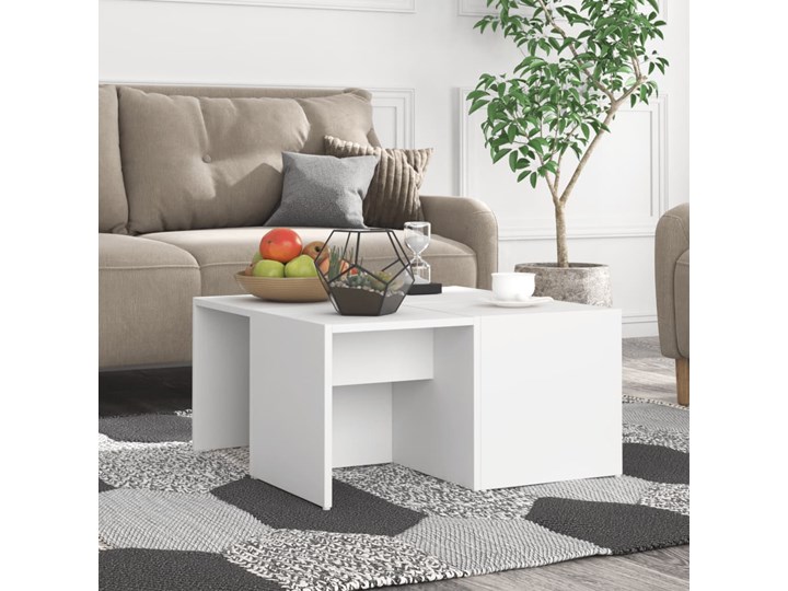 vidaXL Stoliki kawowe, 4 szt., białe, 33x33x33 cm, płyta Kolor Biały
