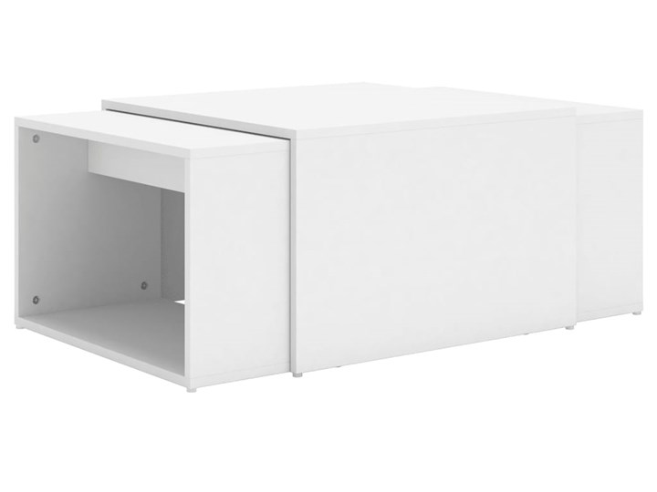 vidaXL Zestaw 3 stolików kawowych, biały, 60x60x38 cm, płyta wiórowa Szerokość 60 cm Wysokość 30 cm Zestaw stolików Długość 60 cm Funkcje Z półkami