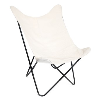Fotel BUTTERFLY z metalową ramą - beżowa szerpa 70x80x102 cm - Homla