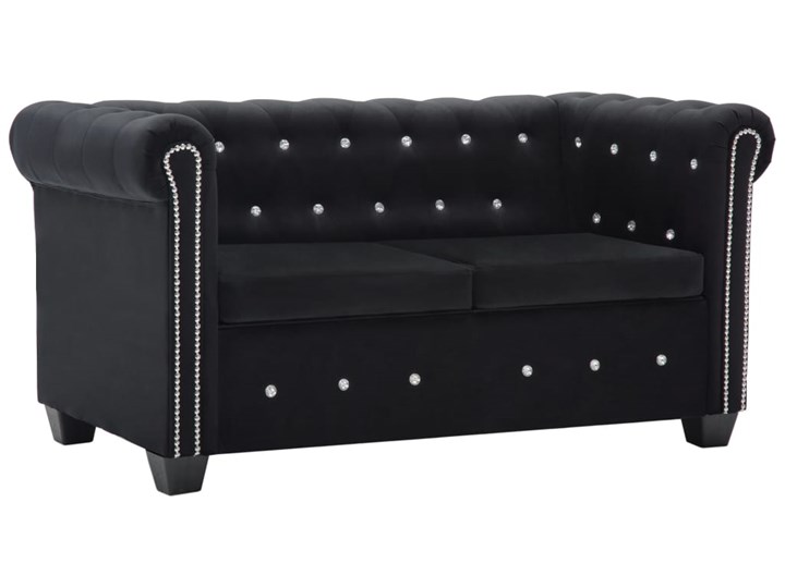 vidaXL Sofa Chesterfield, 2-os., obita aksamitem, 146x75x72 cm, czarna Pomieszczenie Salon Głębokość 75 cm Szerokość 146 cm Nóżki Bez nóżek