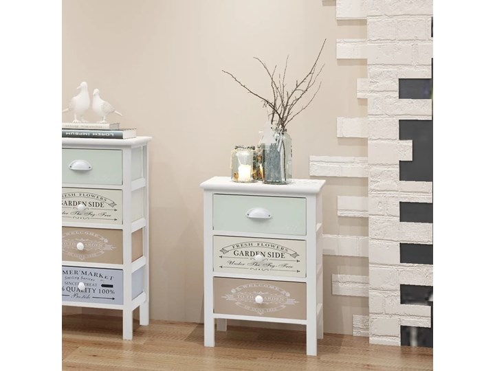 vidaXL Szafka francuska z 3 szufladami, drewniana Płyta MDF Szerokość 38 cm Na zdjęcia Nocne Wysokość 57 cm Drewno Głębokość 28 cm Pomieszczenie Przedpokój