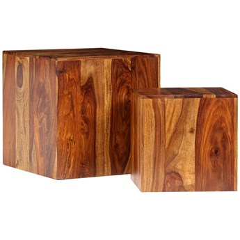 vidaXL Zestaw dwóch stolików kawowych z drewna sheesham, 40x40x40 cm