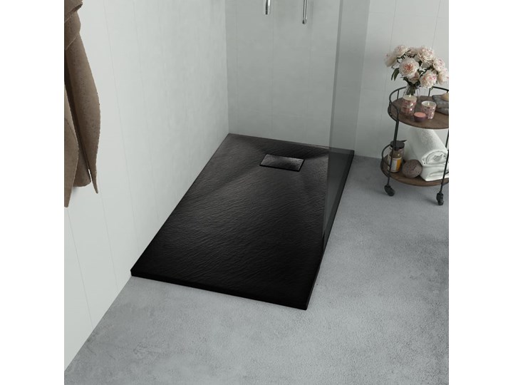vidaXL Brodzik prysznicowy, SMC, czarny, 90 x 90 cm Kamień Wymiary 90x90 cm