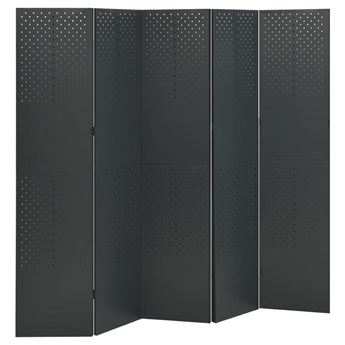 vidaXL Parawan 5-panelowy, antracytowy, 200 x 180 cm, stalowy