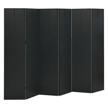 vidaXL Parawan 6-panelowy, czarny, 240 x 180 cm, stalowy