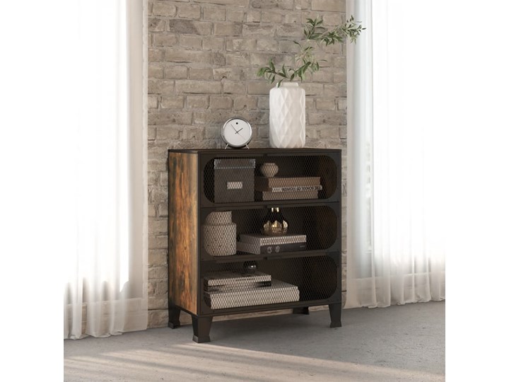 vidaXL Szafka, rustykalny brąz, 72x36x82 cm, metal i MDF Głębokość 36 cm Stojące Płyta laminowana Płyta MDF Szerokość 72 cm Styl Industrialny