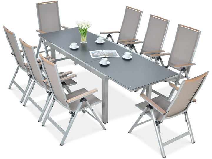 Meble ogrodowe BRISBANE 8/250 Taupe Aluminium Stoły z krzesłami Kategoria Zestawy mebli ogrodowych