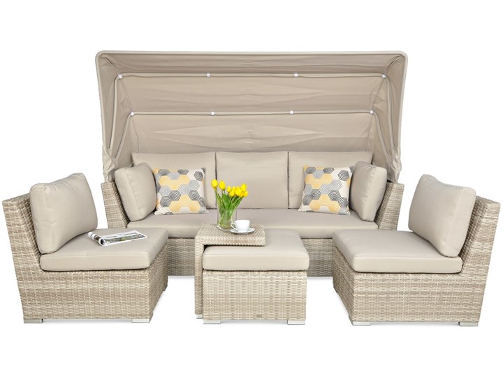 Narożnik modułowy technorattan CORSO RELAX Beige Aluminium Zestawy kawowe Zestawy wypoczynkowe Zestawy modułowe Kategoria Zestawy mebli ogrodowych