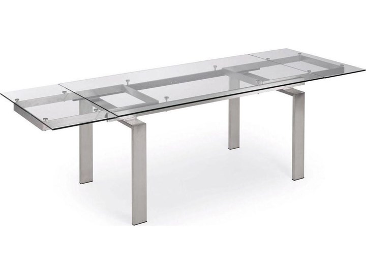 Stół rozkladany Nara przezroczysty 160 (240) x 85 cm Stal Szkło Długość po rozłożeniu 240 cm