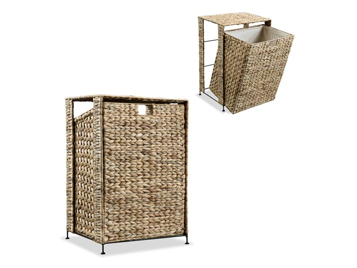 vidaXL Kosz na pranie, 44x34x64 cm, hiacynt wodny Tkanina Kategoria Metal Kolor Biały