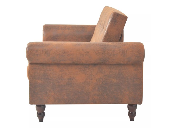 vidaXL Rozkładana sofa z podłokietnikami, sztuczny zamsz, brązowa Głębokość 97 cm Szerokość 196 cm Głębokość 85 cm Chesterfield Funkcje Z funkcją spania