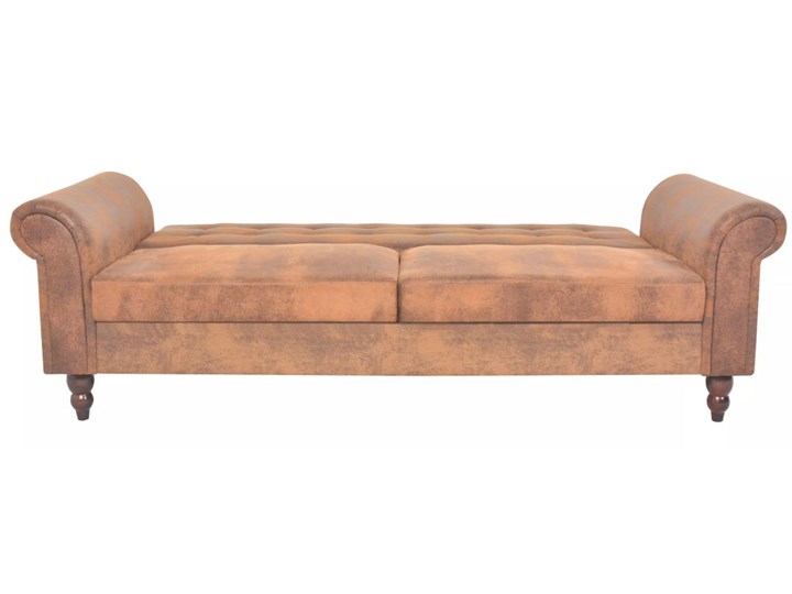 vidaXL Rozkładana sofa z podłokietnikami, sztuczny zamsz, brązowa Głębokość 97 cm Głębokość 85 cm Chesterfield Szerokość 196 cm Funkcje Z funkcją spania