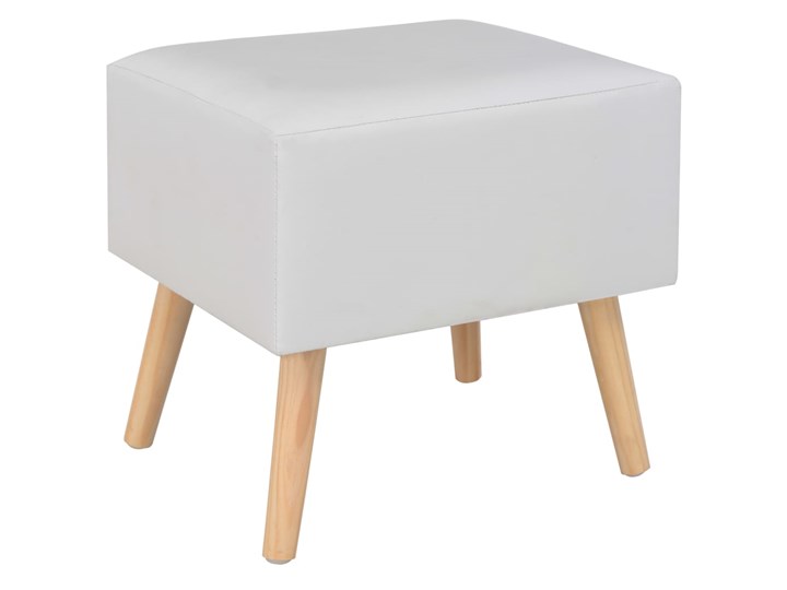 vidaXL Szafka nocna, biała, 40x35x40 cm, sztuczna skóra Głębokość 35 cm Sosna Nocne Uniwersalne Drewno Pomieszczenie Sypialnia