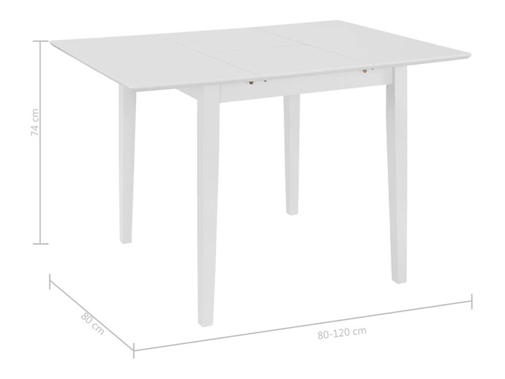vidaXL Rozsuwany stół jadalniany, biały, (80-120) x 80 x 74 cm, MDF Długość po rozłożeniu 120 cm Drewno Płyta MDF Liczba miejsc Do 6 osób