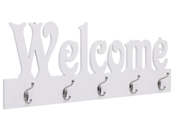 vidaXL Wieszak ścienny na płaszcze WELCOME, biały, 74 x 29,5 cm Typ Wieszaki Płyta MDF Wieszak na płaszcze Płyta meblowa Kategoria Wieszaki na odzież wierzchnią