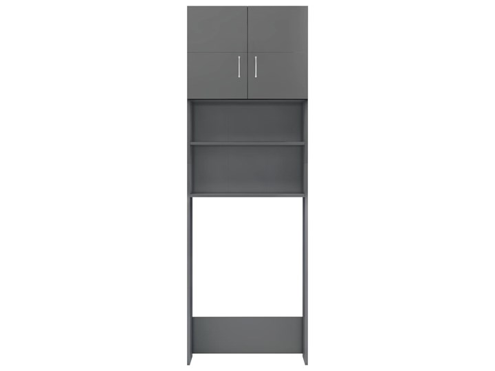 vidaXL Szafka na pralkę, wysoki połysk, szara, 64x25,5x190 cm Płyta MDF Szerokość 64 cm Płyta stolarska Głębokość 26 cm Rodzaj frontu Drzwiczki